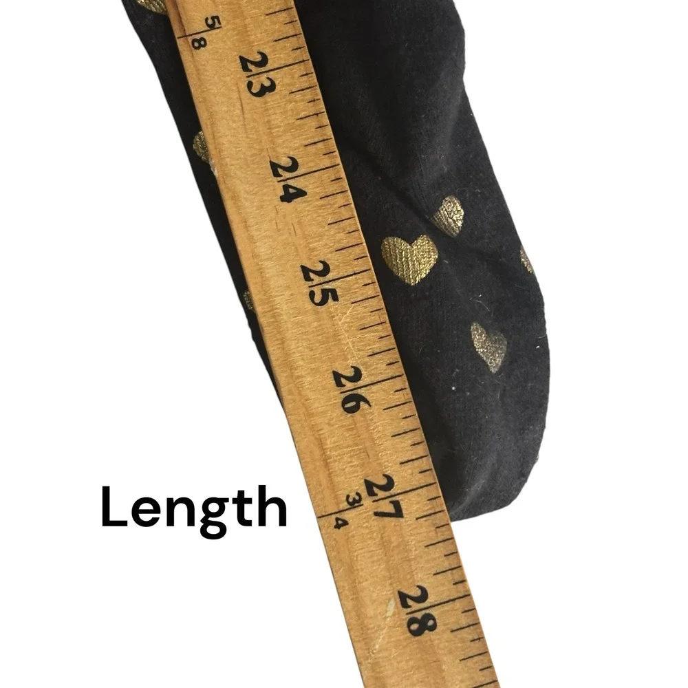 Kids Footed Tights Girls L 12-16 Black Gold Hearts Foil Footed‎ Sparkle Dance